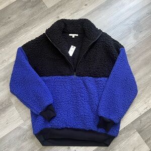 New with Tag Express Black and Blue Zip-Up Sweater